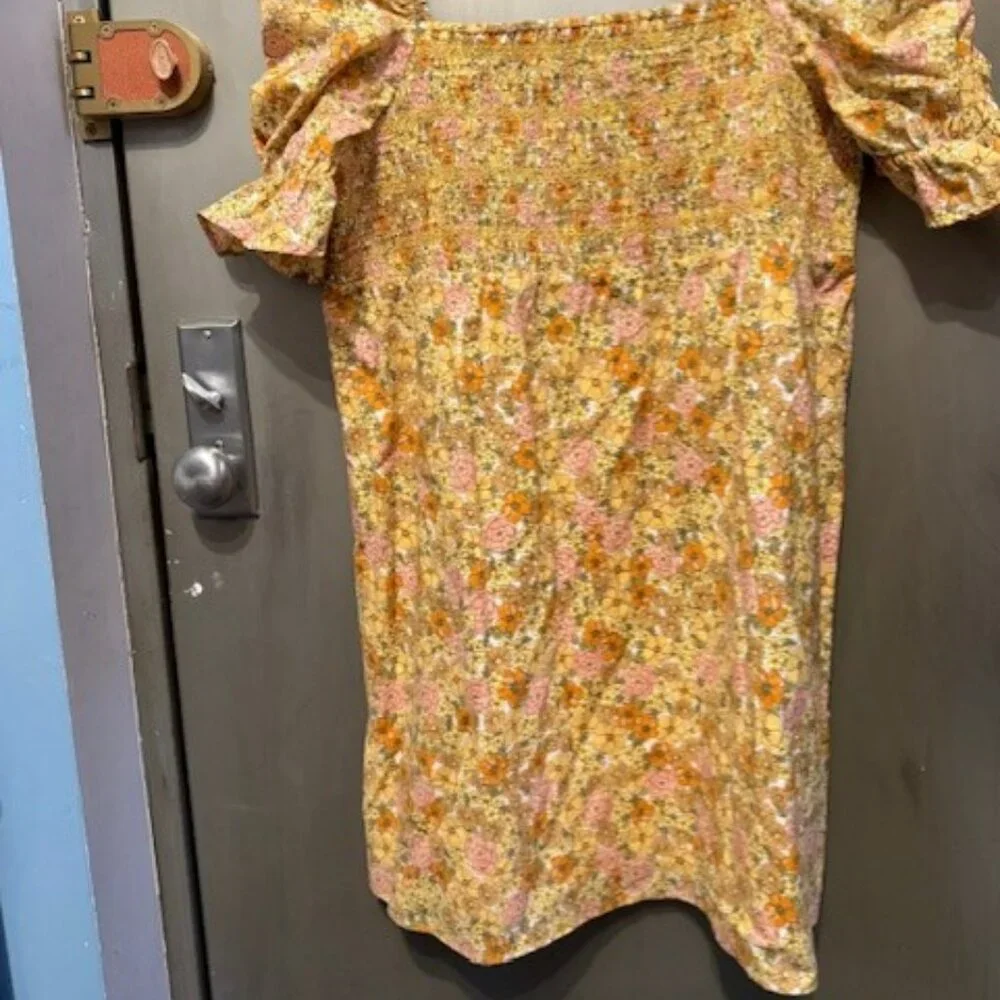 Retro & Other Stories cotton floral printed smock mini dress in multi - Picture 4 of 16